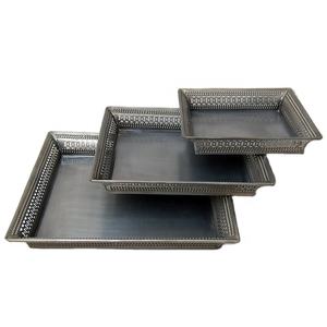 Juego de 3 bandejas de metal para el hogar y hoteles, bandejas de servicio de alimentos de alta calidad, personalizadas, venta al por mayor, novedad - Product Image 1