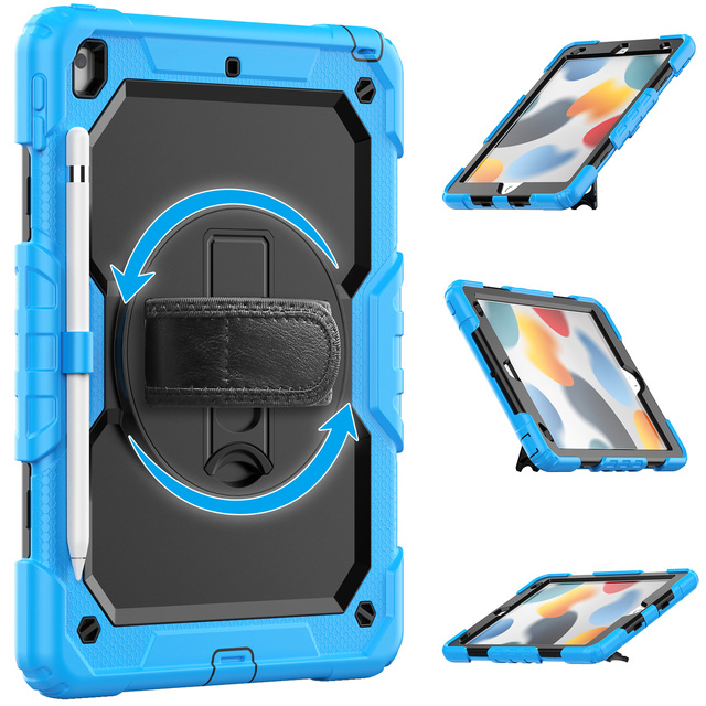 Color Heavy Duty Rugged Shockproof PC+Silicone Tablet Case with Anti-Fall Protection for iPad 7th/8th/9th Gen 10.2 Inch