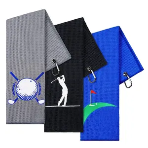 Fabrik Mikro faser Waffel personal isiert Golfball Handtücher Disc Golf Handtuch Bestickte kunden spezifische magnetische Golf tücher benutzer definierte Logo