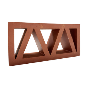 Bloque de terracota decorativo con patrón triangular, ladrillo hueco de arcilla roja para muros de jardín y divisiones interiores - Product Image 2