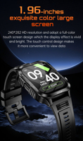 Reloj Inteligente KT89 2025, Resistente al Agua 3ATM IP68, Pantalla IPS HD de 1.96'', Batería de 880mAh, Llamadas por Bluetooth, Monitor de Oxígeno en Sangre y Frecuencia Cardíaca