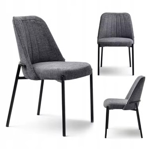 Silla de Comedor Italiana Moderna para Sala de Estar, Tapizada en Tela de Terciopelo <span class=keywords><strong>Gris</strong></span> <span class=keywords><strong>Oscuro</strong></span>, Respaldo y Asiento Acolchados, Patas de Metal, para Uso en Hoteles, Duradera - Product Image 2