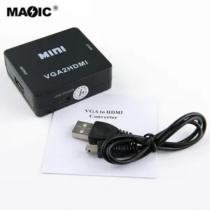 Wholesale Full HD 1080P White Color Mini VGA To HDMI Converter 3.5 Audio VGA2HDMI For PC Laptop Display Projector