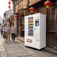 Máquina Expendedora Refrigerada de 48 Compartimentos para Snacks y Bebidas con Pago por Monedas, Billetes y Tarjeta de Crédito