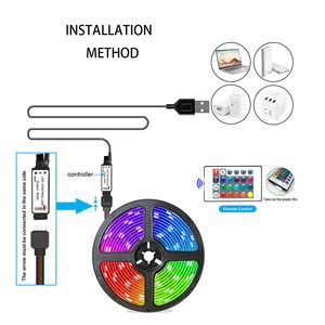 Âm nhạc Sync 5m LED Strip 5050 RGB 5V USB Bluetooth App và 24 key IR điều khiển từ xa phòng nhà TV đèn nền LED Strip ánh sáng - Product Image 5