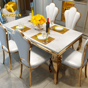 Bộ bàn ăn Xuân Trân chất lượng tốt giá rẻ sang trọng mạ vàng hiện đại, bàn ăn bằng đá cẩm thạch - Product Image 2