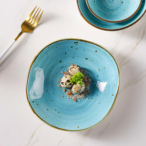 Juego de Vajilla Nórdica de Cerámica JQY, Platos y Tazones, Vajilla Pintada a Mano con Patrón de Remolino y Motas, Juego de Platos de Porcelana - Product Image 5