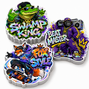 Autocollants découpés à la forme, animaux hip-hop, autocollants graffiti en PVC <span class=keywords><strong>pour</strong></span> casque, skateboard, autocollants holographiques personnalisés, autocollants en vinyle imperméables - Product Image 2