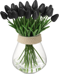 Tulipani neri fiori artificiali vero tocco per centrotavola vaso Home Halloween Bouquet Decor - Product Image 1