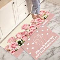 Valentine's Day Kitchen Rug 3d Printed Kitchen Mats Soft Diatom Mud Absorbent Dry Mat Custom pink and Purple Kitchen Carpet Mat