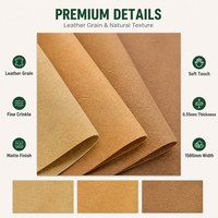 Papier Kraft Grain Cuir Naturel 0,55 mm Texture Froissée Toucher Doux Résistant à la Déchirure 1500 mm de Large pour Sacs Artisanat Écologique