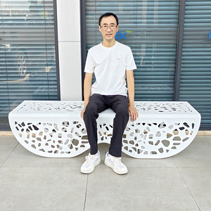 Ghế công viên/trung tâm thương mại bằng kim loại hiện đại, sử dụng trong nhà/ngoài trời, chống vân tay, in thăng hoa, dùng cho sân vườn - Product Image 3