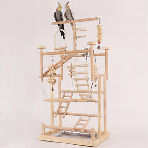 Grote Massief Houten Vogelbenodigdheden Staan Papegaaibaars Trainingsladder Met Hengel En Touwklimframe Vogelspeelgoed Set - Product Image 3