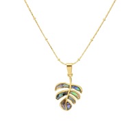 Collier pendentif feuille en acier titane plaqué or, accessoire de mode vintage avec chaîne à maillons pour femme, idéal comme cadeau d'anniversaire