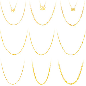 Set Collana a Catena in Oro Puro <span class=keywords><strong>24K</strong></span> 999.9, Collane Personalizzabili per Donna, Uso Quotidiano e Regalo, Vendita all'Ingrosso - Product Image 1