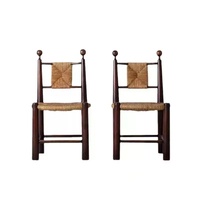 Chaise de salle à manger en rotin tressé avec structure en bois, chaise vintage en rotin naturel