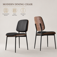 Chaise de salle à manger de style scandinave avec dossier matelassé et panneau arrière en bois pour la maison, la cuisine et la salle à manger