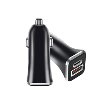 Chargeur de voiture 36W avec double port USB A+C, charge rapide PD+QC, avec boîte cadeau pour smartphone