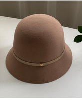 Chapeau de style japonais en laine, minimaliste, pour femme, élégant, rétro, amincissant le visage, type canotier, automne-hiver