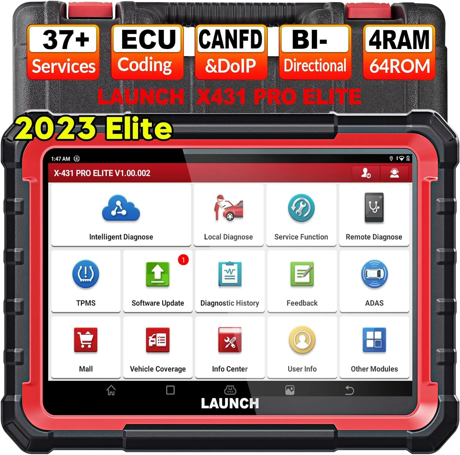 LAUNCH X431 PRO Elite Launch Diagnostic Tool obd2 code reader ECU Online Coding Full System Diagnostic,37+ Reset Service