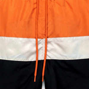 Shorts de bain pour hommes à blocs de couleur, taille mi-haute, avec cordon de serrage, séchage rapide, décontractés, orange, blanc, noir, polyester - Product Image 5