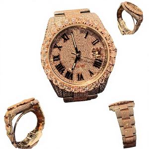 Montre mécanique automatique pour homme en acier inoxydable, style Hip Hop Sport Luxe, sertie de moissanite couleur VVS, résistante à l'eau 10 bars, avec bracelet - Product Image 1