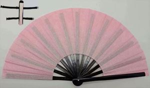 Éventail à main en tissu de bambou noir de 33 cm, motif côtelé, technique peinte, vente en gros, cadeau d'affaires, offre spéciale - Product Image 3