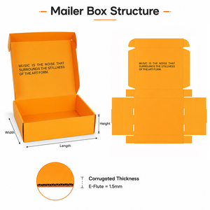 Custom Printed Recycled Materials Square Orange Corrugated Mailer <b>Box</b> Bright Color Shipping Packaging <b>Box</b> with Inner Print - Product Image 2