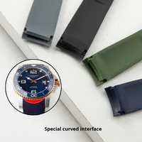 Bracelet en caoutchouc silicone courbé de 21 mm pour Longines Conques HydroConquest L3.781 L3.742 V.H.P. Bracelet de montre de plongée noir