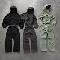Ensembles de sweats à capuche de haute qualité de différentes couleurs avec cordon de serrage Survêtement personnalisé Survêtements de sport surdimensionnés en coton vierge uni