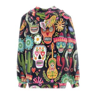 América del Norte México Convención Día DE LOS Muertos Sudaderas con capucha para niña Transferencia de calor Calavera Guitarra Impresión Sudaderas con cremallera completa a granel - Product Image 3