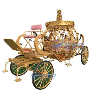 Carruaje de Lujo Eléctrico Dorado con Forma de Calabaza para Bodas, Carroza de Caballos de 4 Ruedas para Transporte Especial - Product Image 1