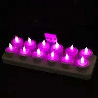 Рекламный производитель ручной работы свадьба столовая перезаряжаемая беспламенная чайная лампа фиолетовые электрические свечи с дистанционным управлением