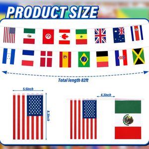 Guirnalda de Banderas de 100 Países, 84 Pies, Poliéster Resistente a la Decoloración, Bandera Mundial para Decoración de Fiestas, Clubes Deportivos, Aulas y Bares - Product Image 1