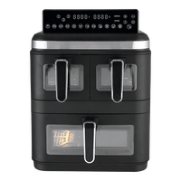 Freidora de Aire Anbolife 17L, Triple Cesta 4L+4L+9L, 3 Zonas, Pantalla Táctil Digital, 12 Programas, 60-200C, 0-60min, Gran Capacidad, Sin Aceite, OEM