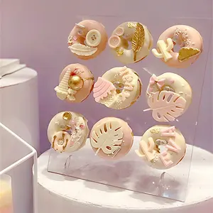 Cá nhân bánh rán thanh tường đứng đám cưới tùy chỉnh Acrylic Donut hiển thị đứng