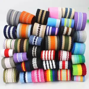 cotton Webbing Colorful Striped Webbing Ribbon Key Fobs Bag Handle Belting Totes Bag Belts Dog Collar Purse Straps 30mm