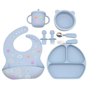 Juego de vajilla ecológica sin BPA para bebés, bonitos cuencos de silicona de grado alimenticio para niños pequeños, plato antideslizante fácil de limpiar, plato para comedor para niños - Product Image 4