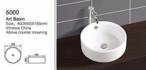 Lavabo da Appoggio Moderno per Sala da Pranzo, Lavandino in Porcellana da Bancone, Lavabo Ceramico Bianco Rotondo per <span class=keywords><strong>Bagno</strong></span> - Product Image 4