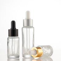 Botol Pompa Kaca Bening Frosted 30ml, Bentuk Lurus Ramping, untuk Minyak Esensial, Serum Kosmetik, Botol Dispenser Isi Ulang