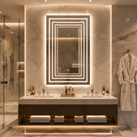 Miroir LED intelligent direct usine, miroir de salle de bain anti-buée sur mesure, haut-parleur Bluetooth à gradation tactile, IP44 CE RoHS OEM