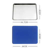 Plaque de cuisson carrée jetable en acier inoxydable avec ensemble de tapis en silicone Plateau de cuisson carré pour la boulangerie et les plats de cuisson