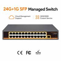Switch Ethernet Gigabit de 24 Puertos de Grado Comercial, Switch de Red PoE Administrado en la Nube, VLAN QoS para Sistema de Seguridad con Cámaras IP