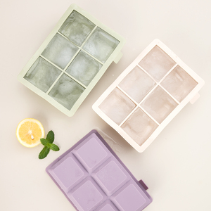 Lot <span class=keywords><strong>de</strong></span> 3 moules à glaçons en silicone <span class=keywords><strong>de</strong></span> grande taille avec couvercle amovible anti-fuite, bac à glaçons carré et sans BPA pour les cocktails - Product Image 2