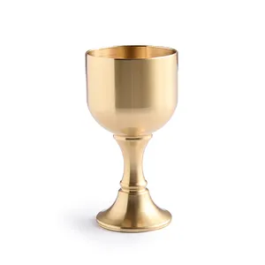Классический дизайн высокое качество персонализированный пользовательский логотип металлическая гладкая Золотая латунная чашка