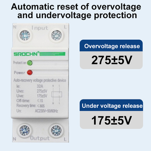 32A Single phase tự động thiết lập lại AC 230V Protector PC chất liệu với <span class=keywords><strong>Overvoltage</strong></span> và bảo vệ thấp - Product Image 3