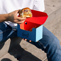 Boîte à lunch pliable en papier pour frites, sandwichs, hamburgers, hot-dogs, ailes de poulet, et autres aliments (recyclables)