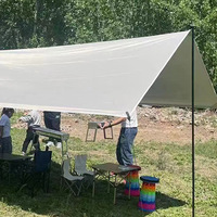 Wasserdichtes Mehrpersonen-BBQ-Vordach für Draußen, Camping-Zubehör, Sonnenschutz-Tuch aus Polyester, Regen- und Sonnenschutz-Strandüberdachung
