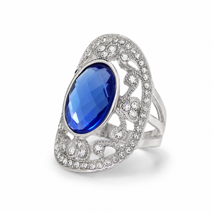 Anello retrò con pietra blu incisa, gioiello da donna per uso quotidiano dal design personalizzato - Product Image 1