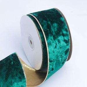 Ruban en velours de luxe de haute qualité avec bordure dorée de 6,3 cm pour emballage cadeau de Noël, 10 yards/rouleau - Product Image 2